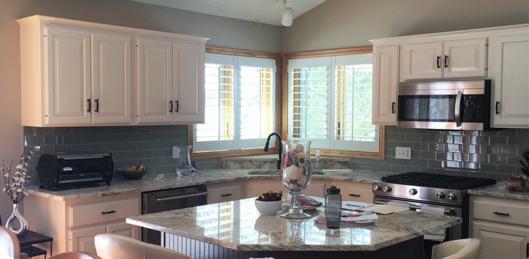 Clearwater kitchen with shutters and appliances
